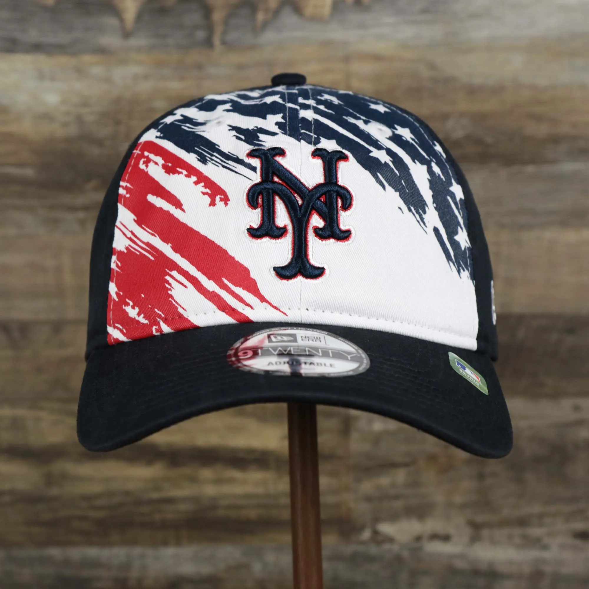 Mets 2022 4th of July Dad Hat | Navy - Stars and Stripes Design - 9Twenty