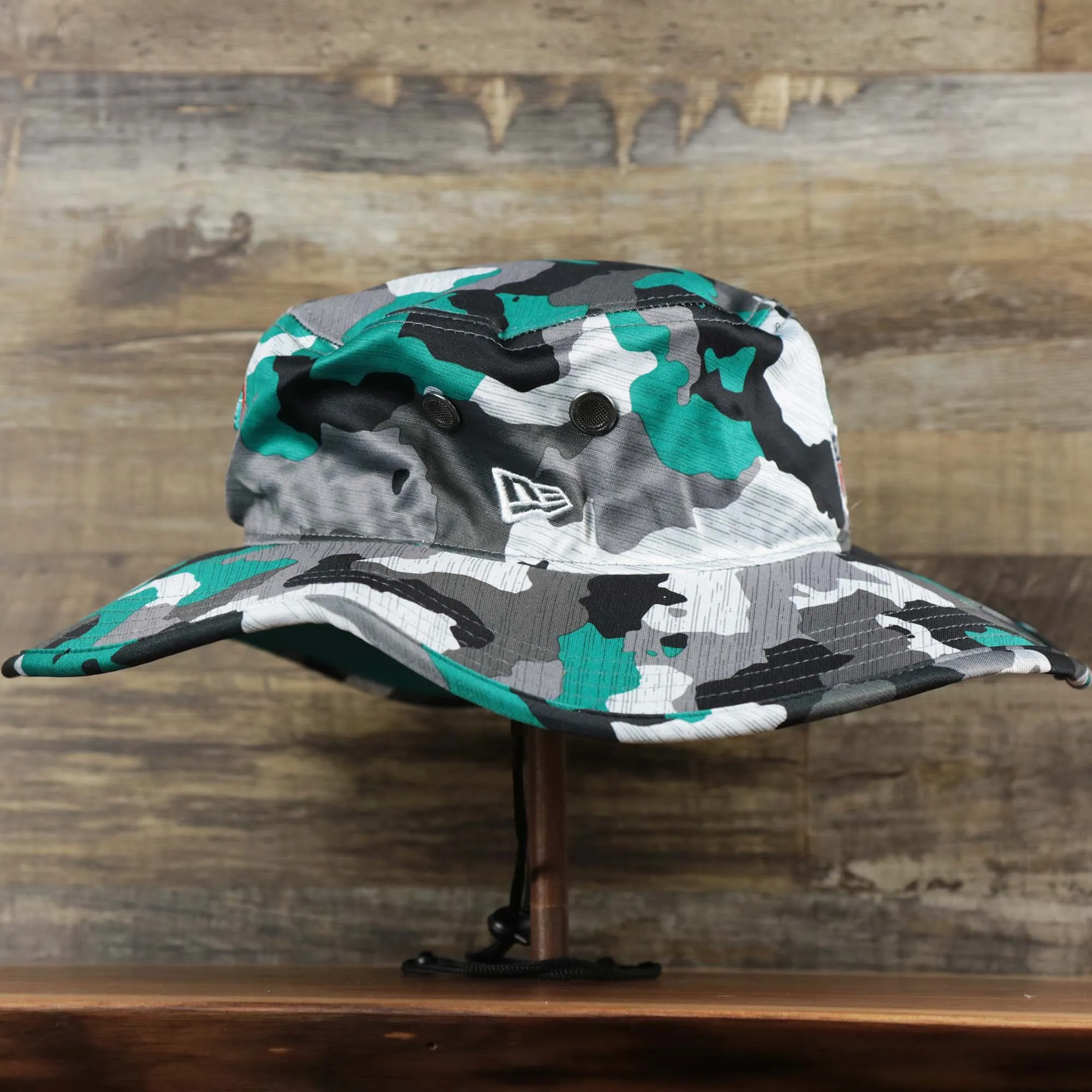 Miami Dolphins NFL Training Camp 2022 Camo Bucket Hat | Turquoise Bucket Hat