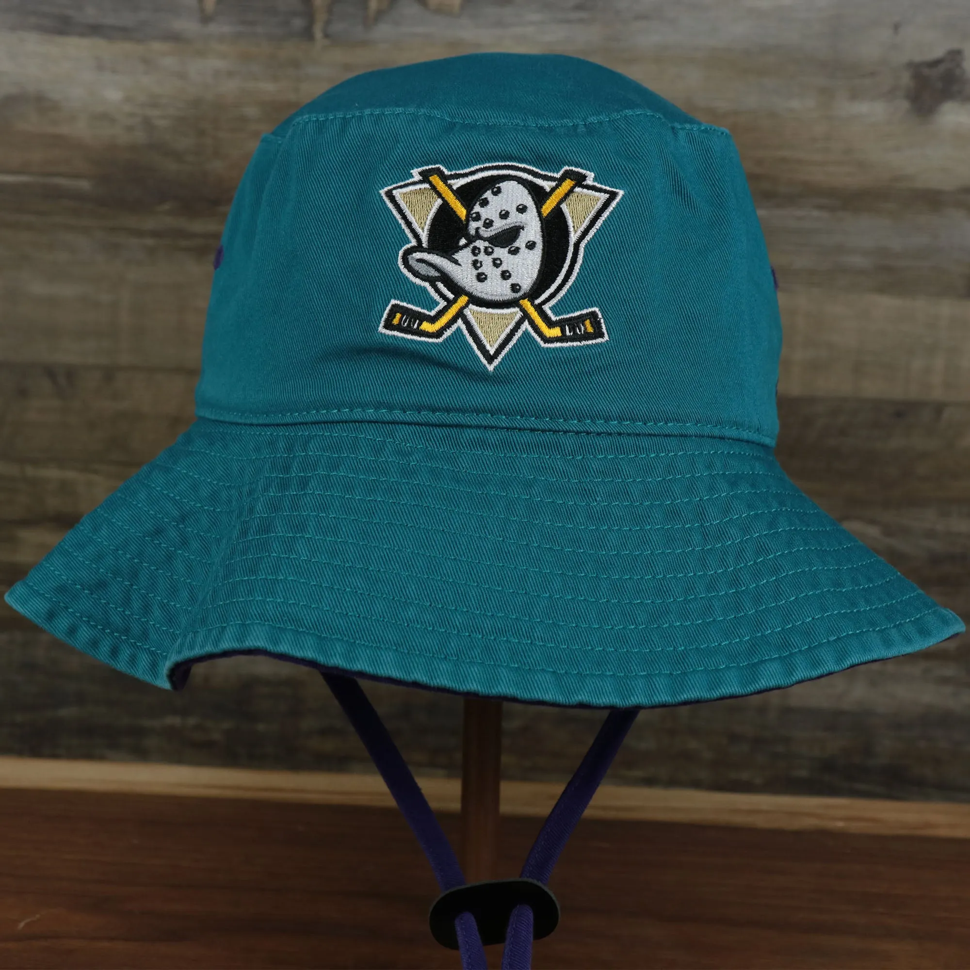 Mighty Ducks Anaheim Ducks Grape 90s Vintage 5s Bucket Hat | 47 Brand, Dark Teal