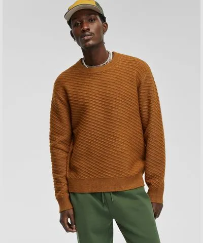 Mode Of One Men's Relaxed-Fit Diagonal Texture Sweater