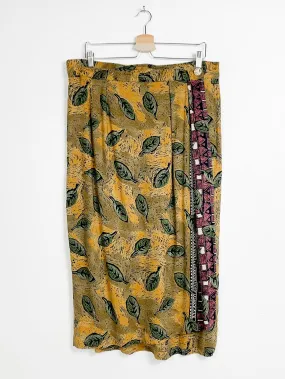 MW 80s Leaf Print Rayon Midi Skirt