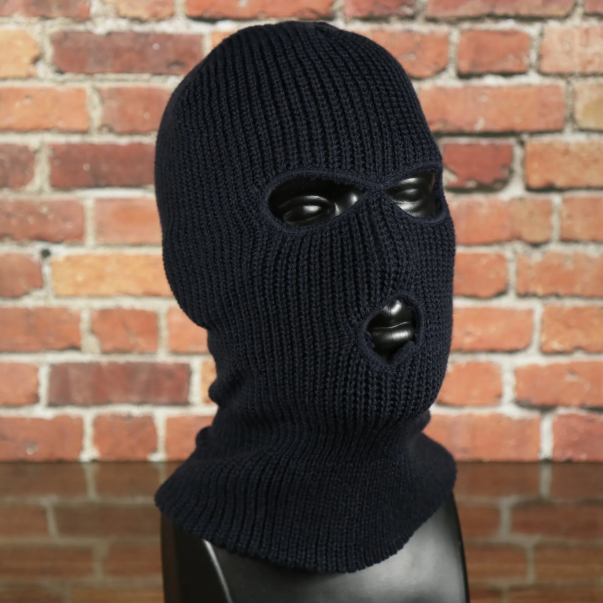 Navy Blue Knit Ski Mask | Three Hole Balaclava | Snug Fit