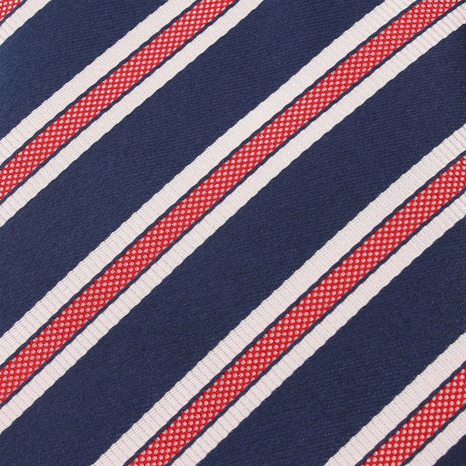 Navy Blue Pocket Square - Red Stripes