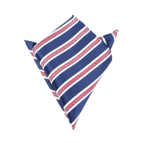 Navy Blue Pocket Square - Red Stripes