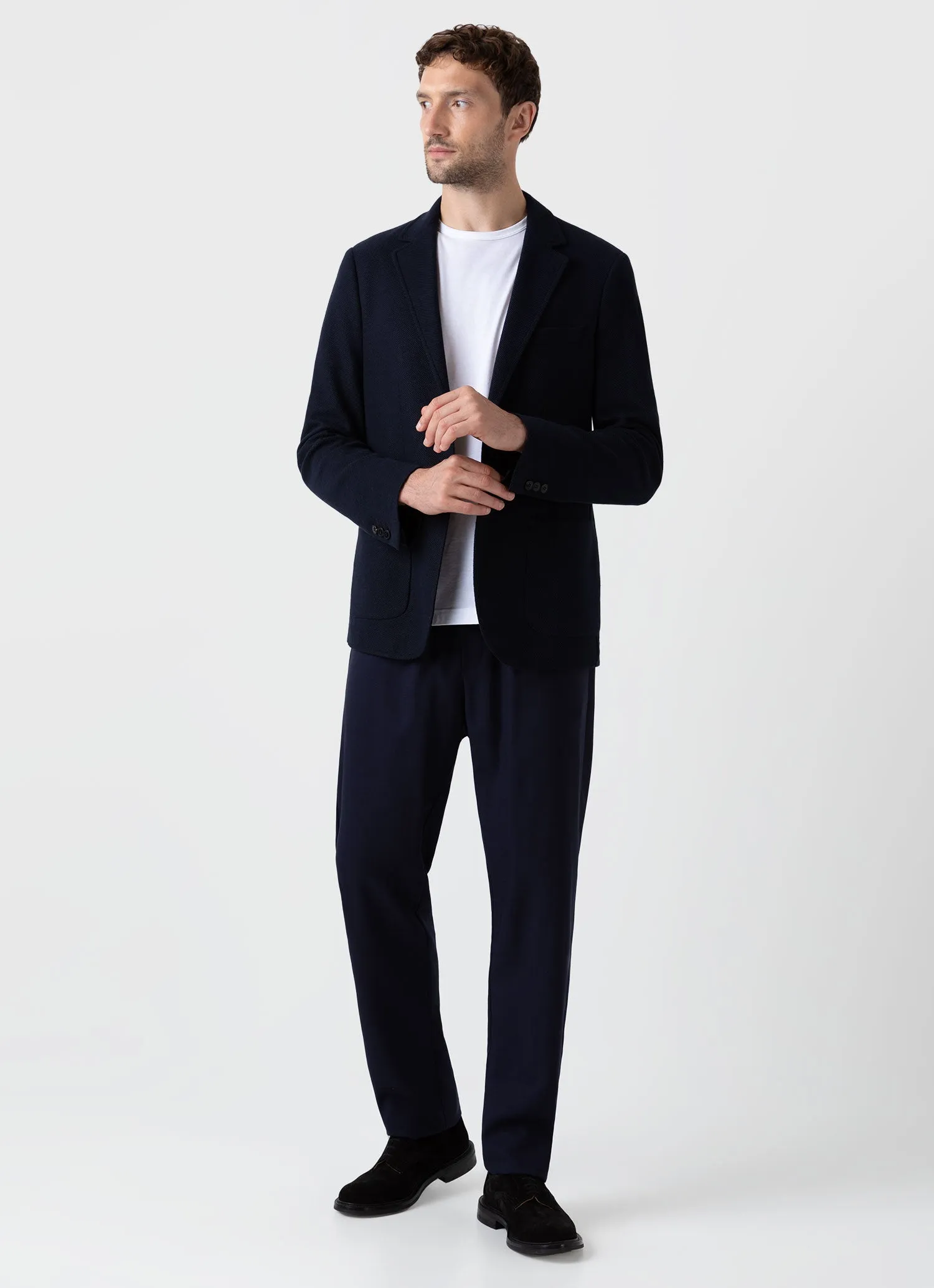 Navy Piqué Blazer for Men