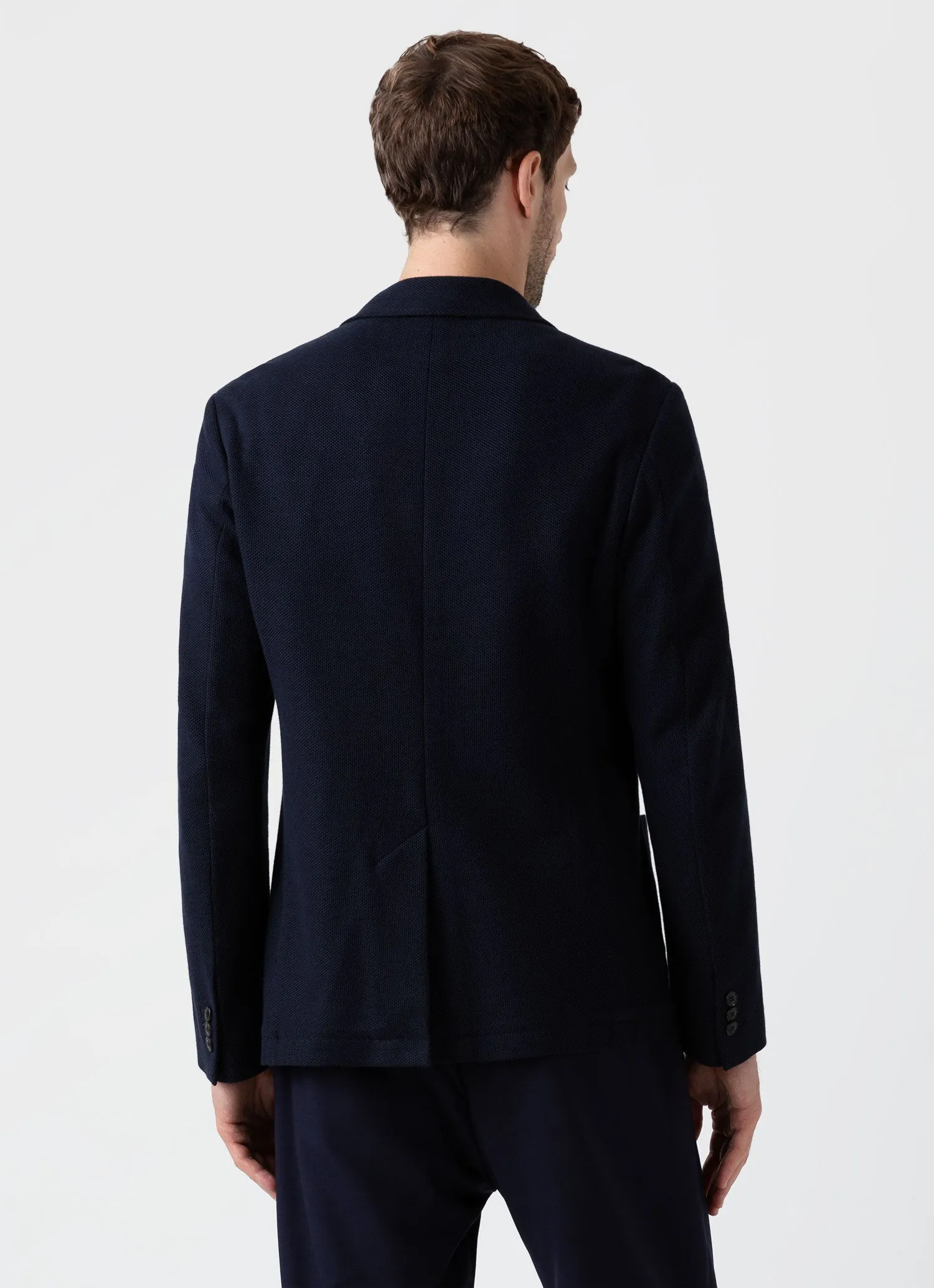 Navy Piqué Blazer for Men