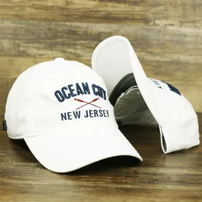 Ocean City New Jersey Crossed Oars Logo Dad Hat - White Dad Hat