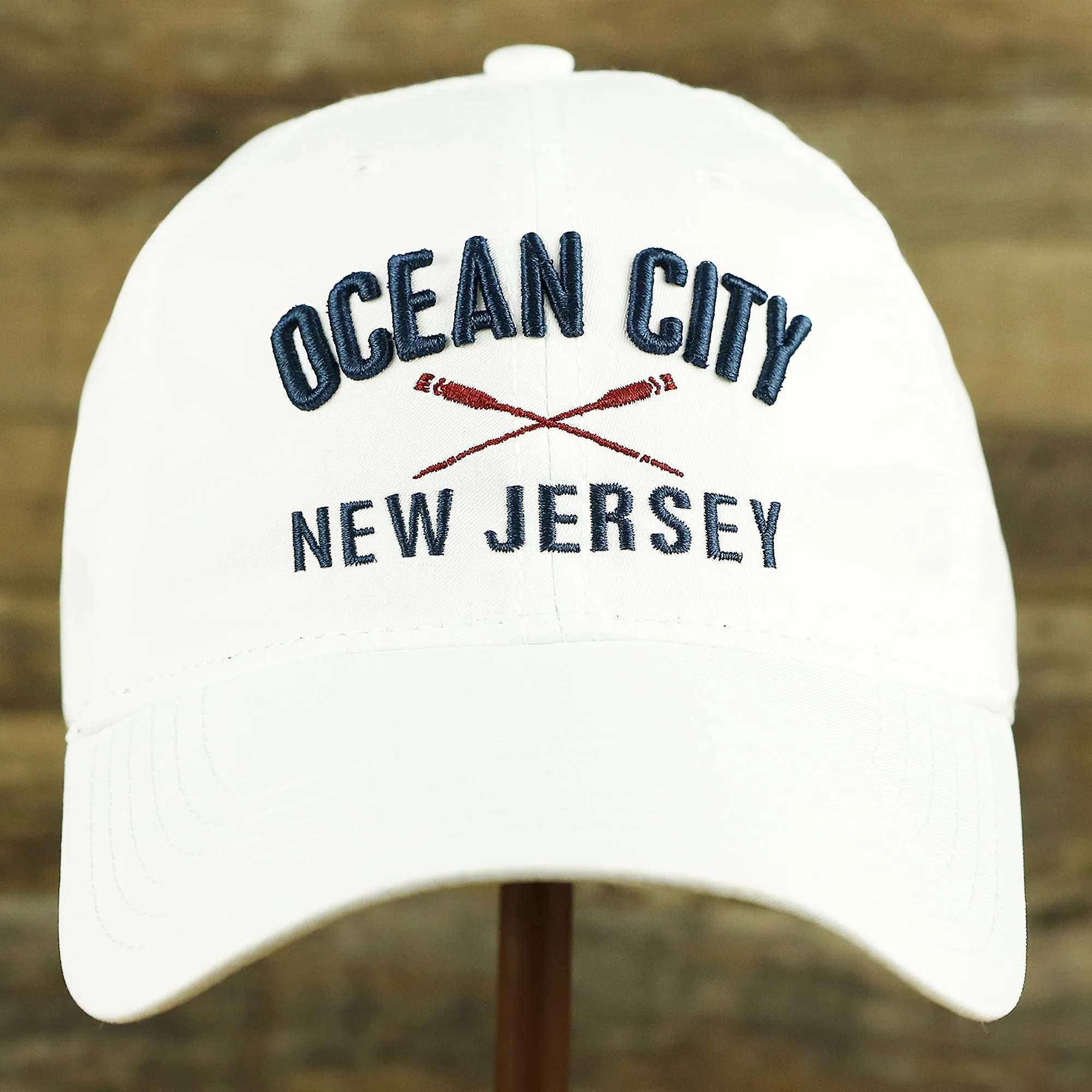 Ocean City New Jersey Crossed Oars Logo Dad Hat - White Dad Hat