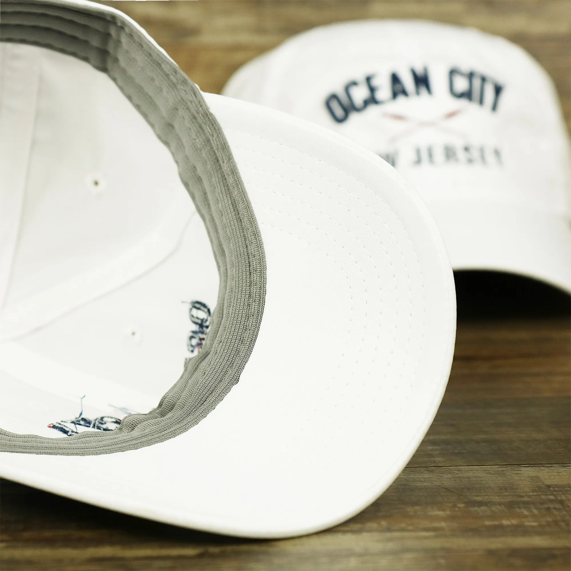 Ocean City New Jersey Crossed Oars Logo Dad Hat - White Dad Hat