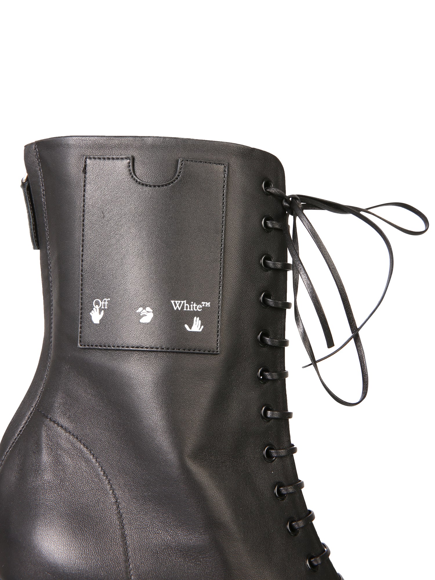 Off-White Leather Boots - Laces and Logo - Buy Now