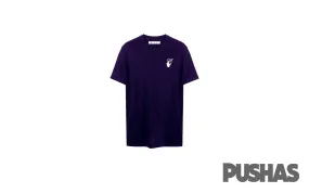 Off-White Navy Purple Arrow Print Logo Marker T-shirt