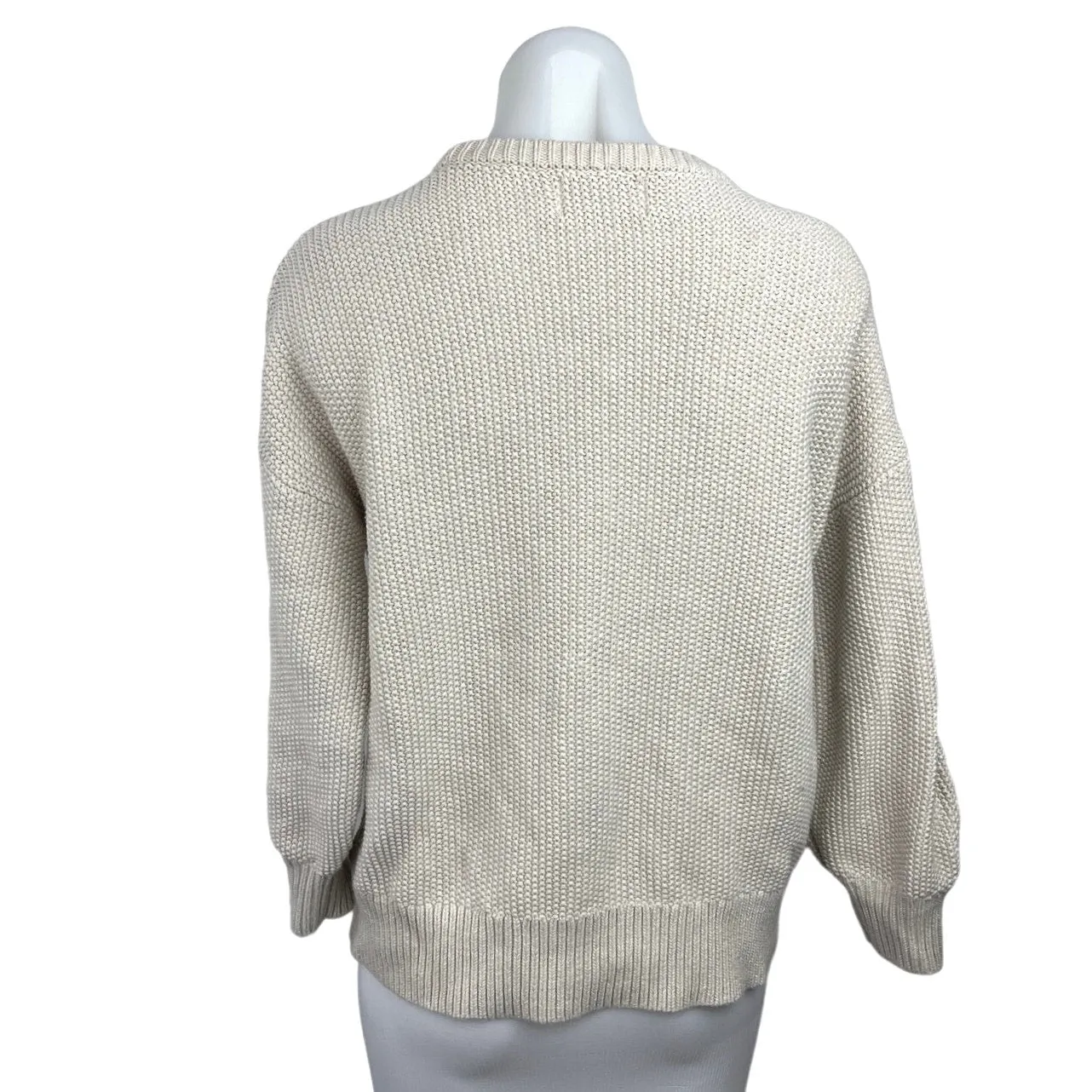 Old Navy Women Cable Knit Cream Crew Neck Long Sleeve Pullover Sweater Top Sz M