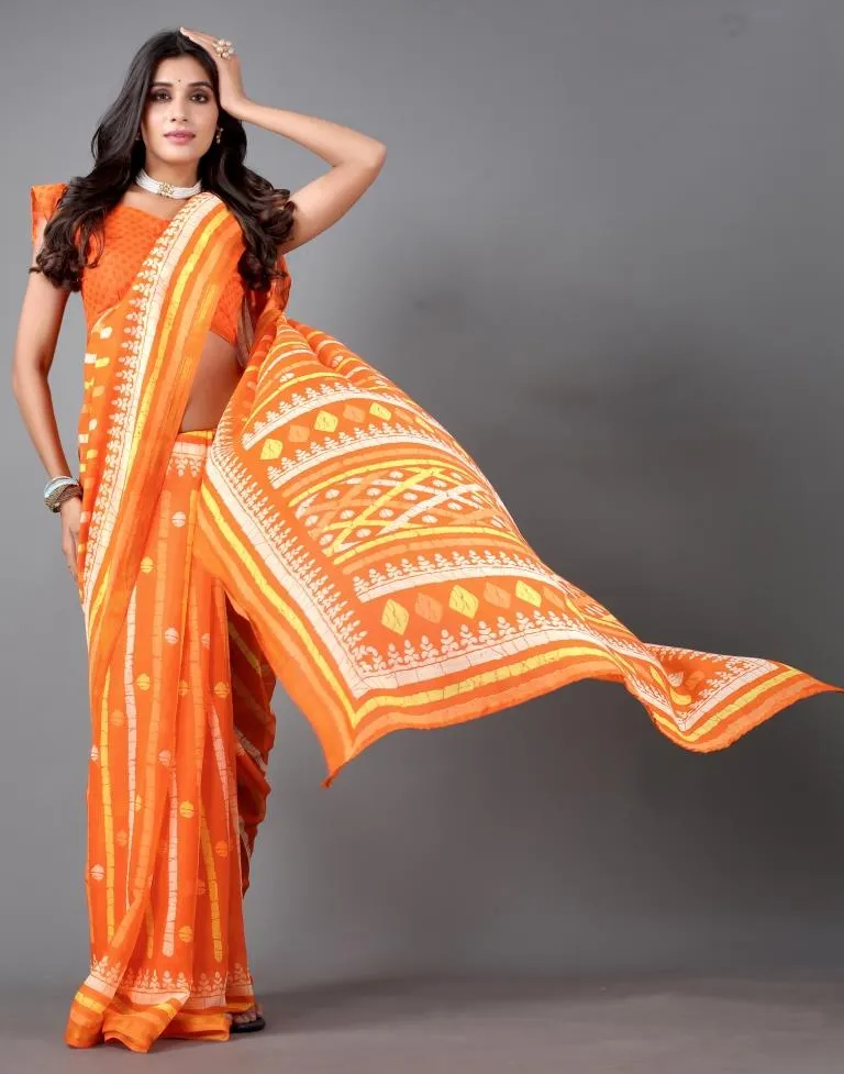 Orange Cotton Saree