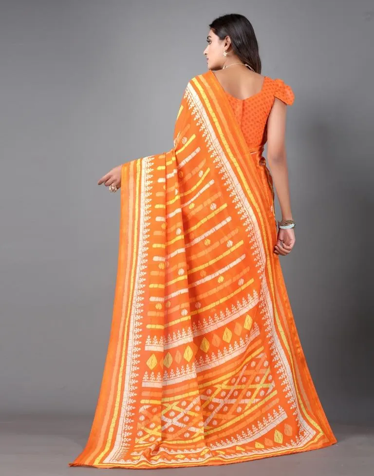 Orange Cotton Saree