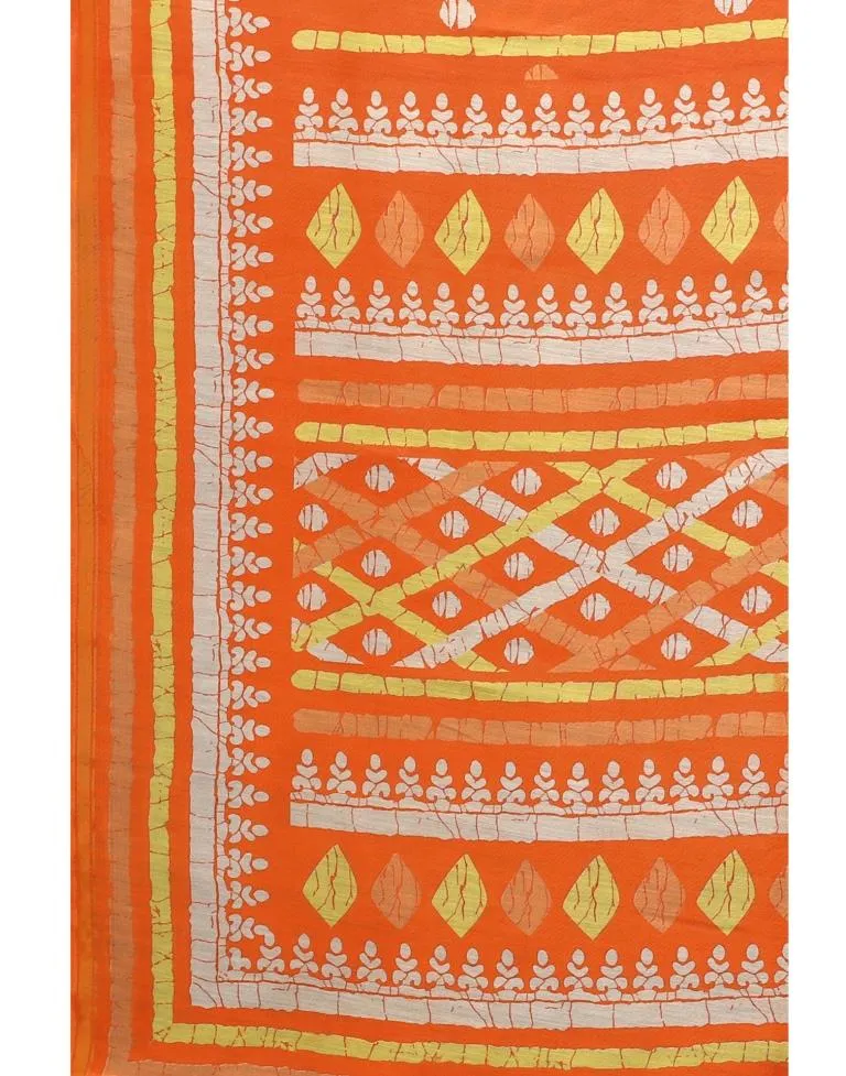 Orange Cotton Saree