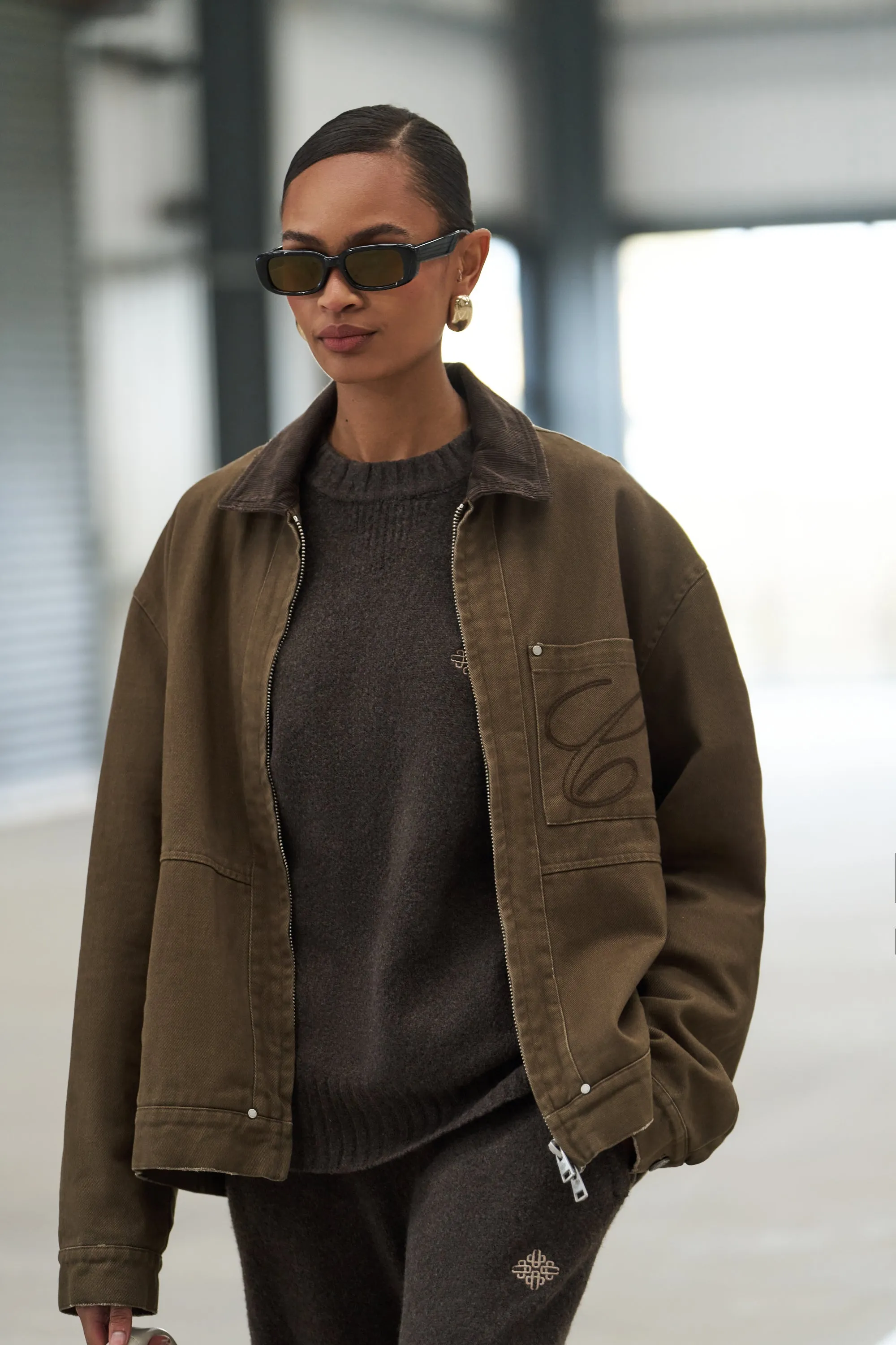 OVERSIZE FAUX SUEDE WESTERN JACKET - TAN