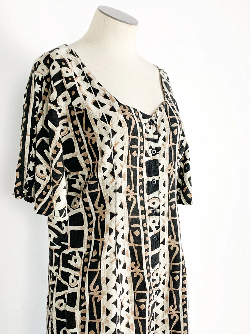 PBM Abstract Print Romper - Rayon Material