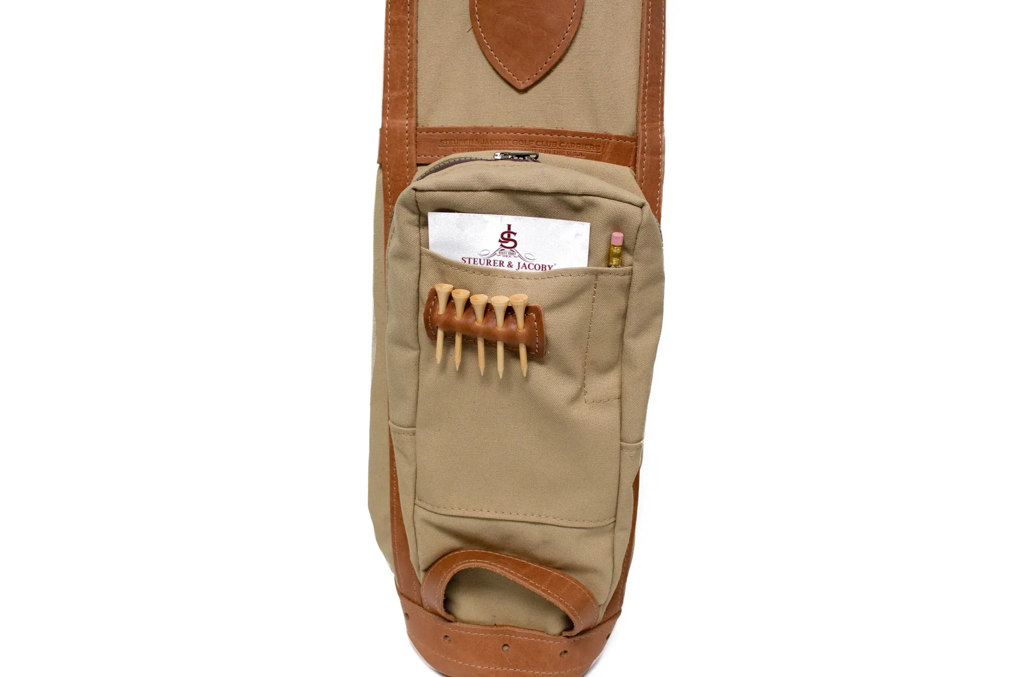 Pencil Style Golf Bag- British Tan with Natural Leather