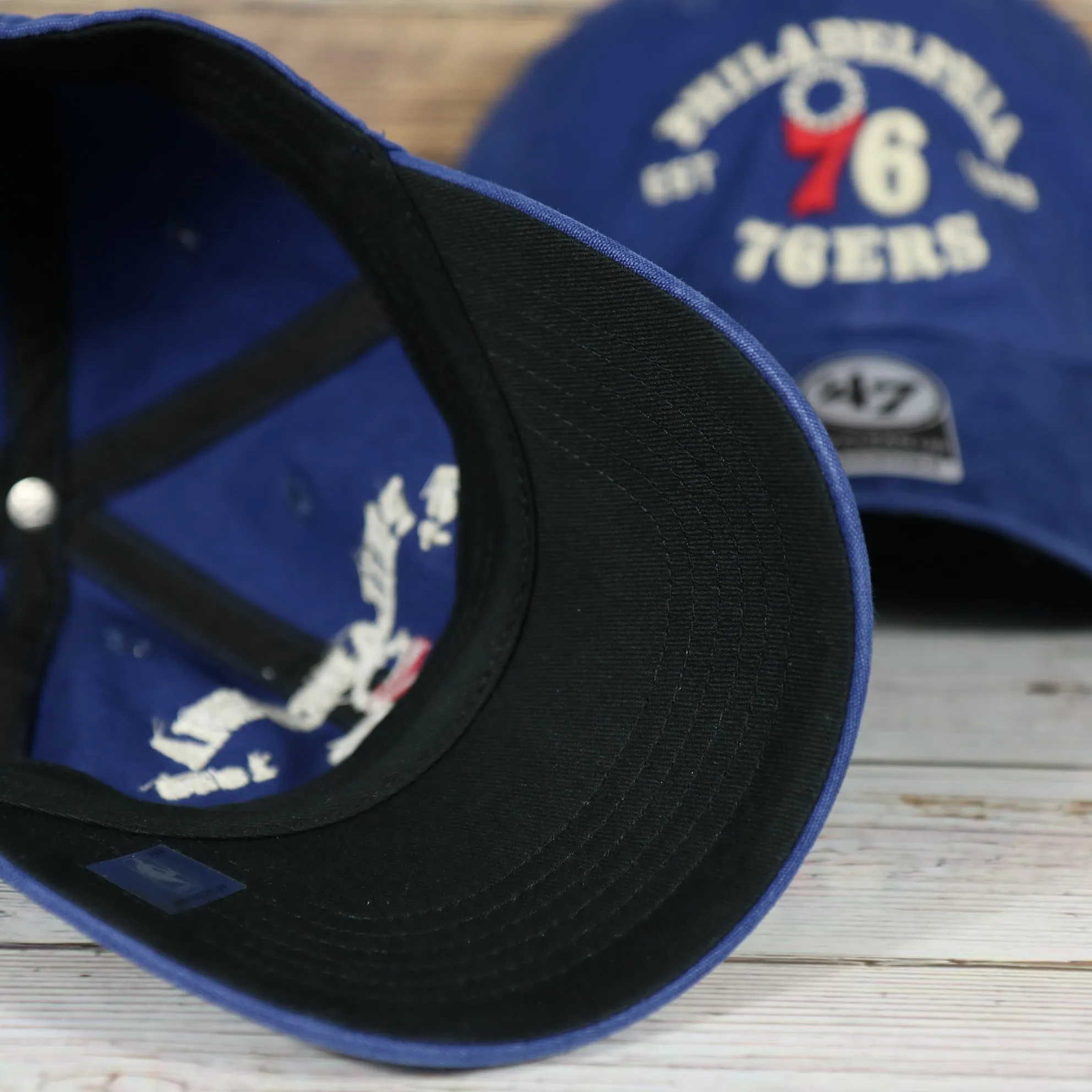 Philadelphia 76ers distressed blue dad hat | blue adjustable baseball cap