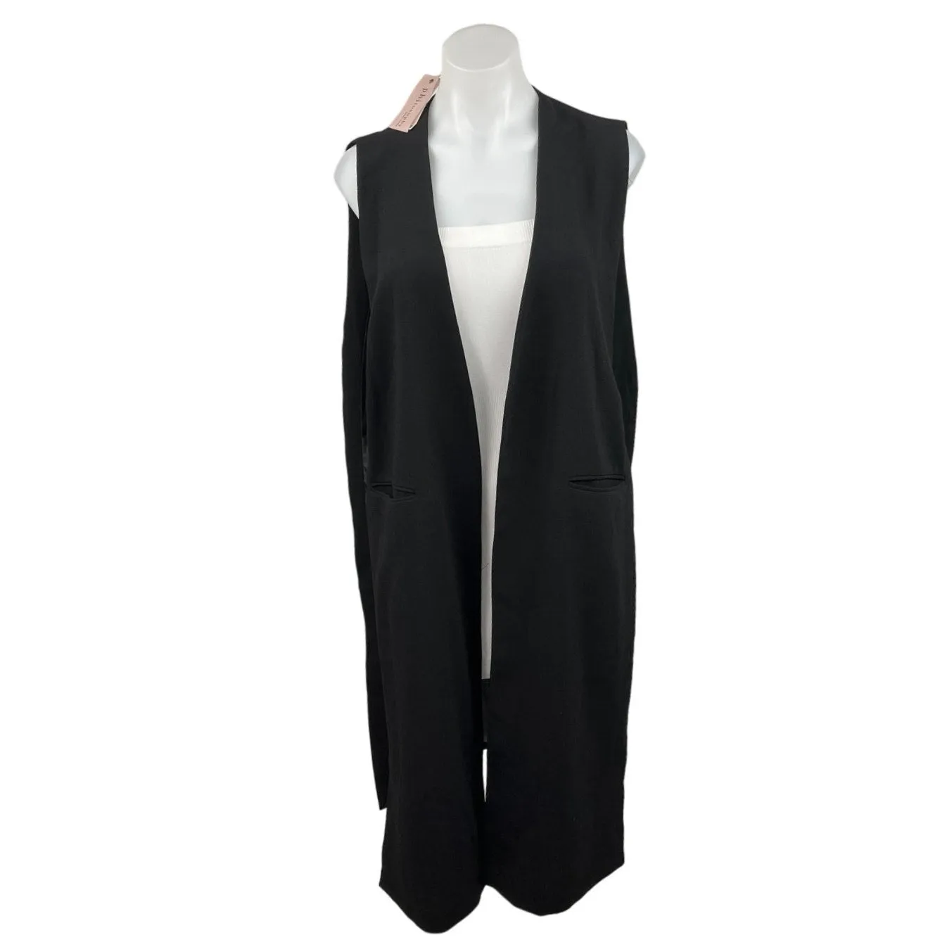 Philosophy Women's Black Sleeveless Open Front Cape Poncho Blazer Jacket Size S