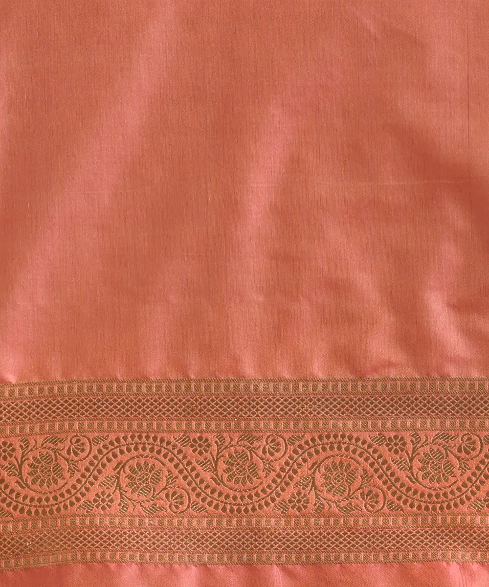 Pink And Peach Double Shade Pure Katan Silk Banarasi Saree With Cutwork Jaal