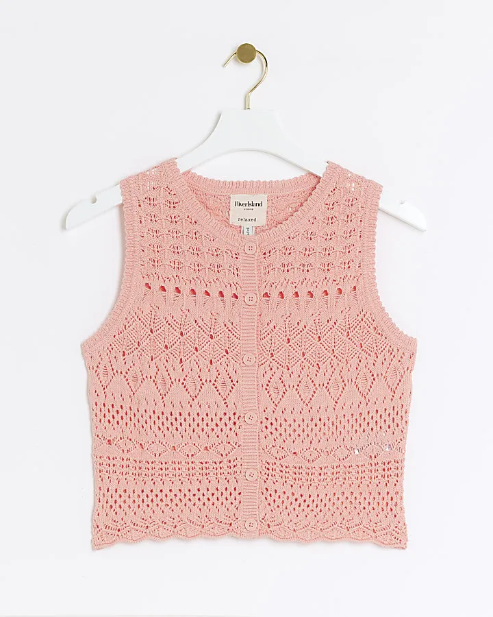 Pink Crochet Waistcoat