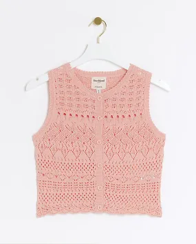 Pink Crochet Waistcoat