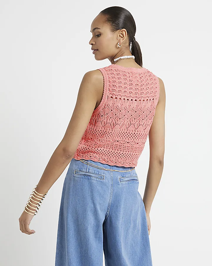 Pink Crochet Waistcoat