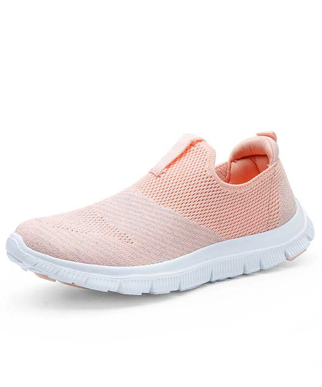 Pink flyknit slip on shoe sneaker