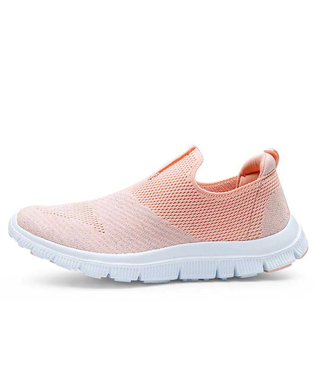 Pink flyknit slip on shoe sneaker