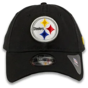 Pittsburgh Steelers Logo Adjustable Black Dad Hat - New Era 9Twenty