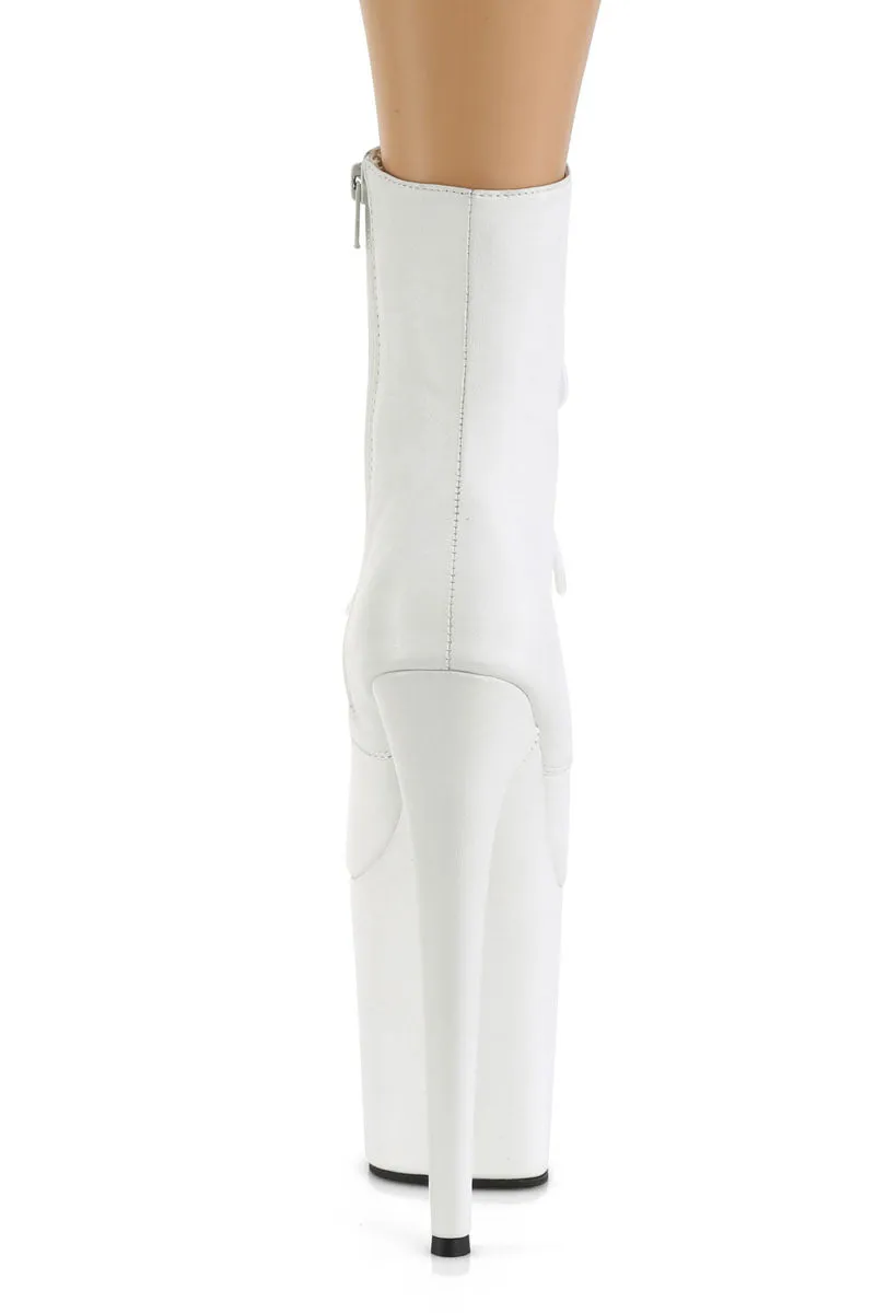 Pleaser Flamingo-1020LWR 8-inch Leather Boots - Matte White