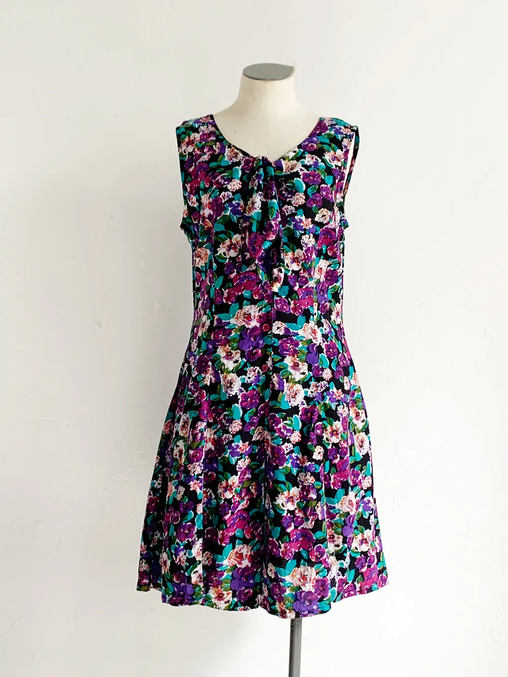 Purple Floral Sleeveless Rayon Romper - SCA