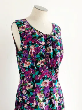 Purple Floral Sleeveless Rayon Romper - SCA