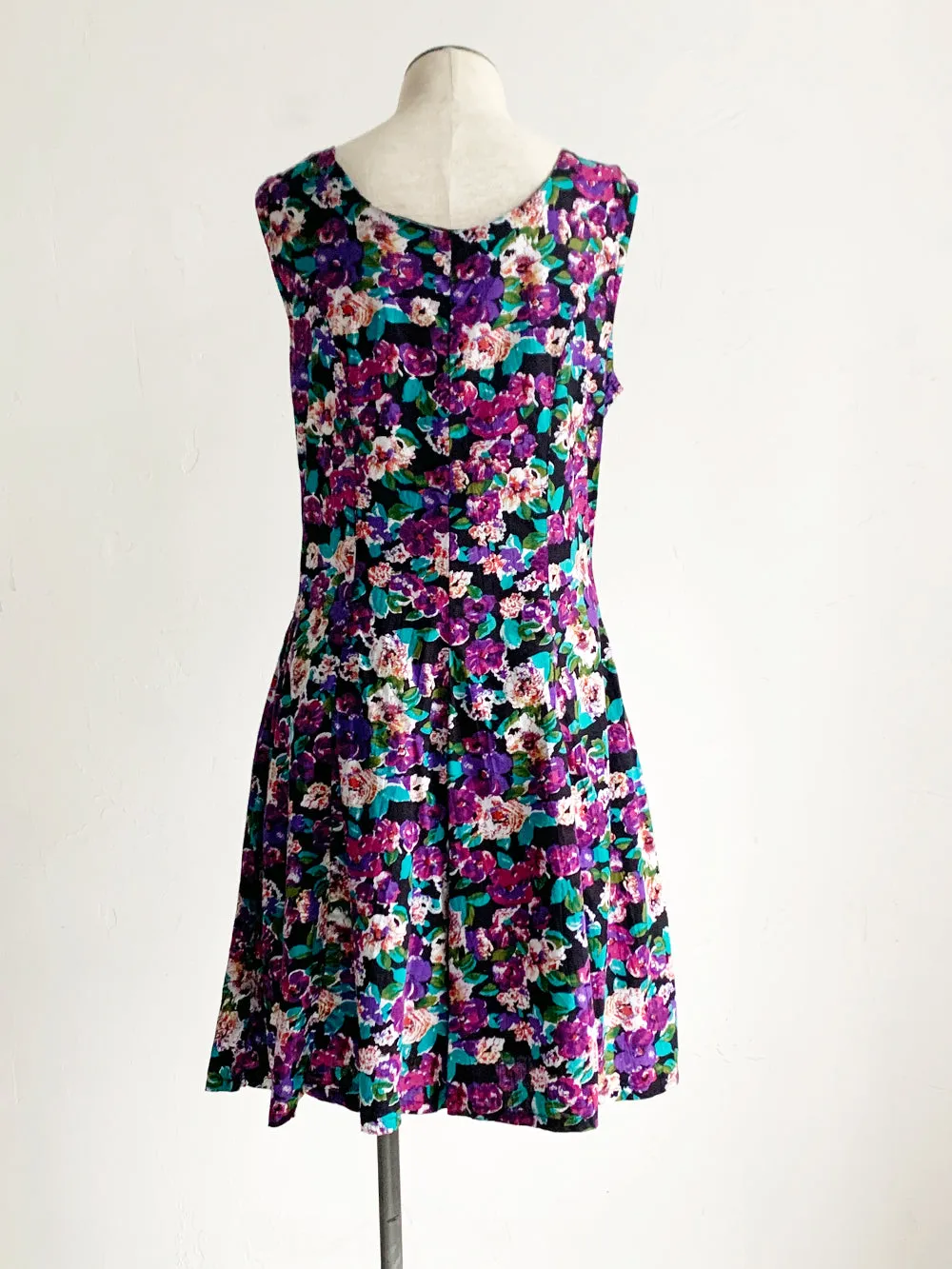 Purple Floral Sleeveless Rayon Romper - SCA