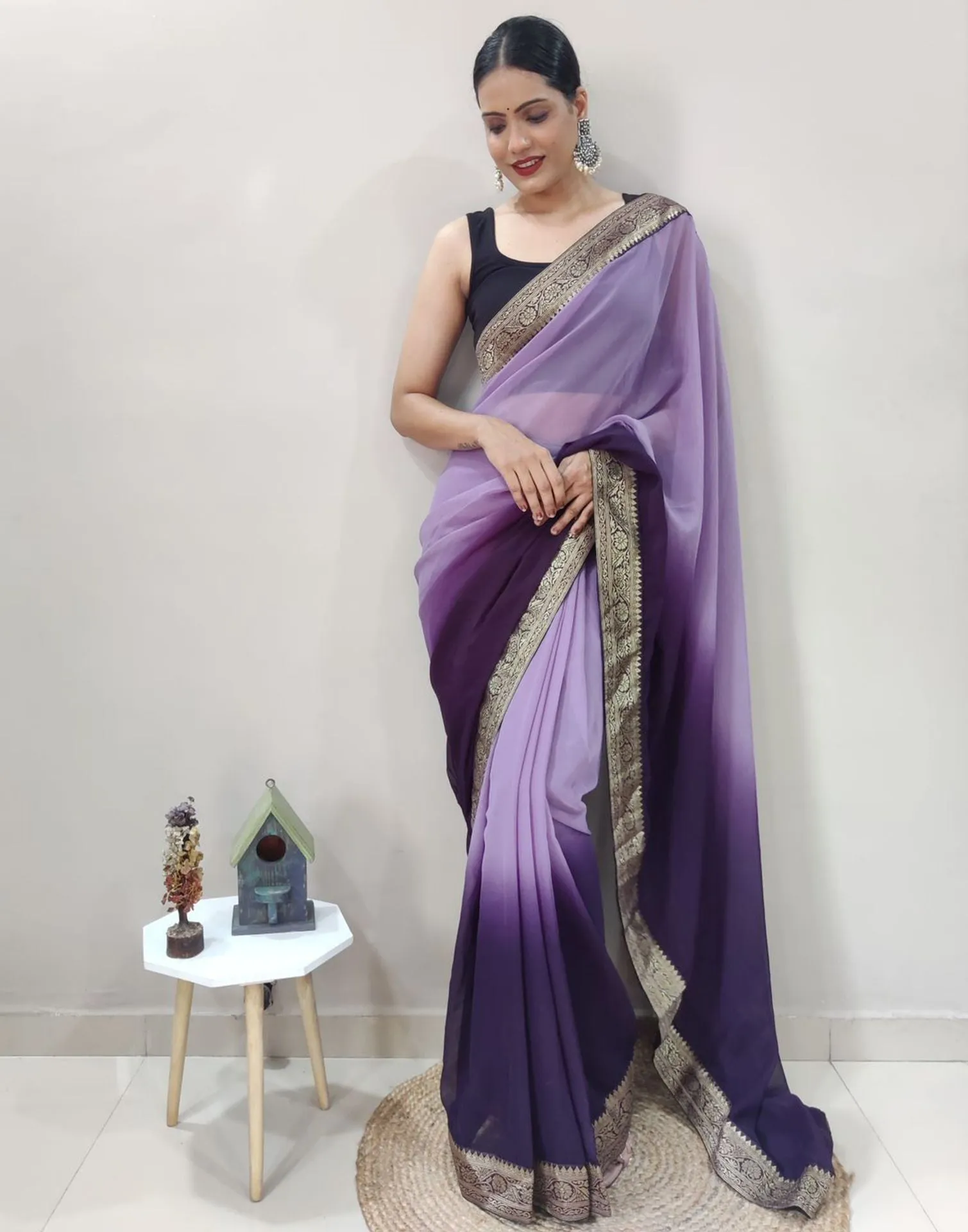 Purple Plain Saree