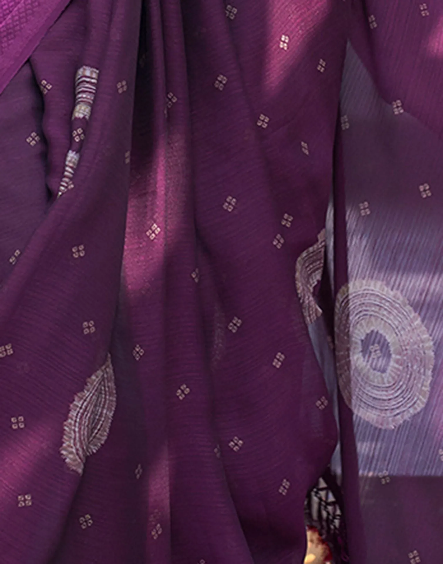 Purple  Printed Chiffon Saree