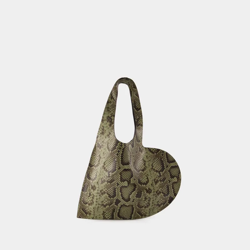 Python Printed Mini Heart Tote Bag - Coperni - Leather - Green