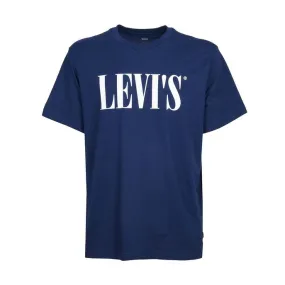 relaxed graphic t-shirt serif logo navy blue bianco