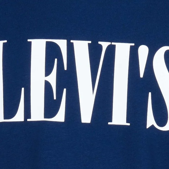 relaxed graphic t-shirt serif logo navy blue bianco