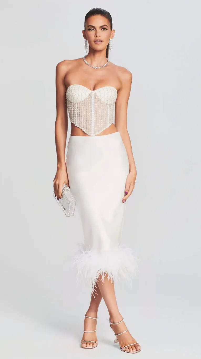 Retrofete Margery Embellished Bustier Top White for sale.