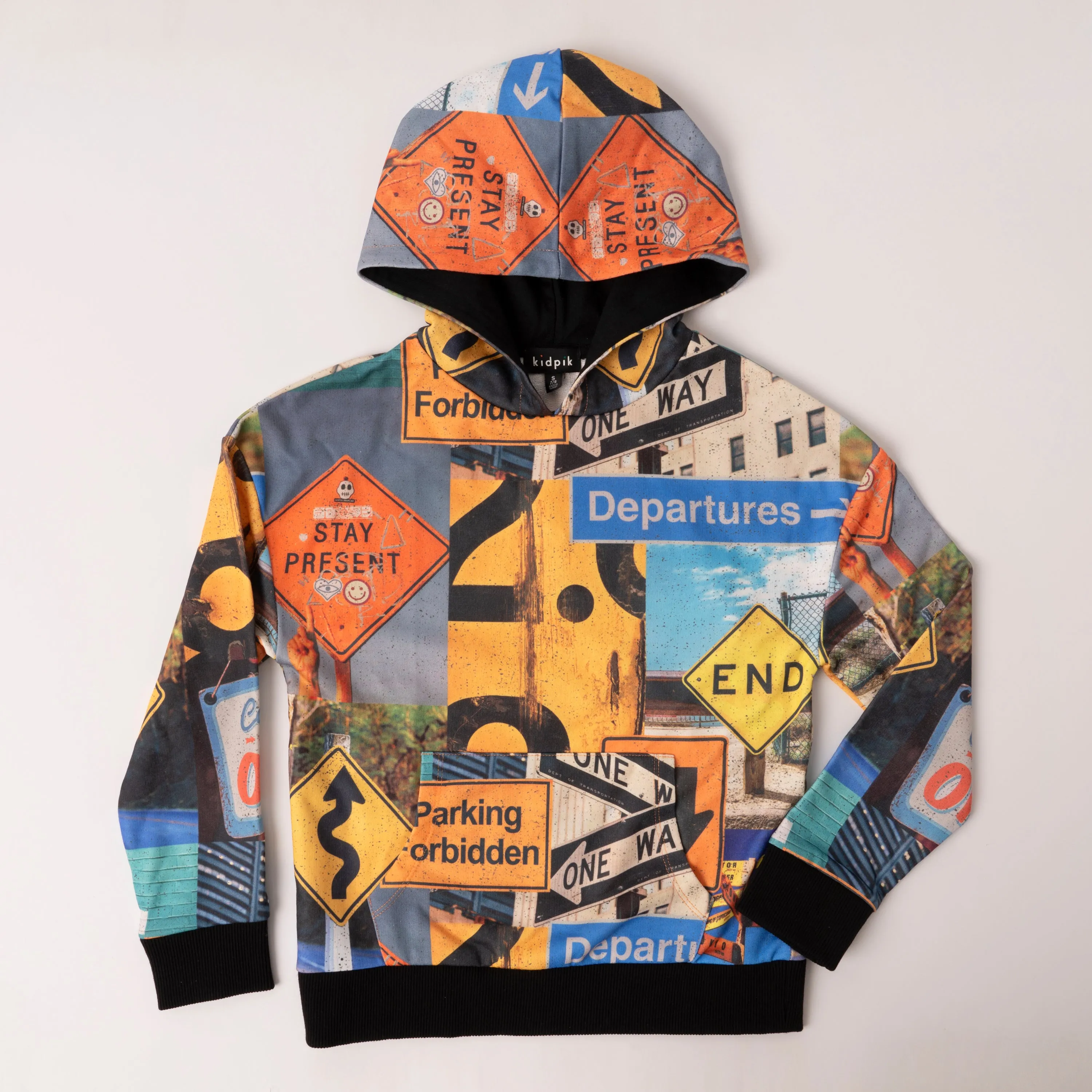 Road Signs Printed Hoodie