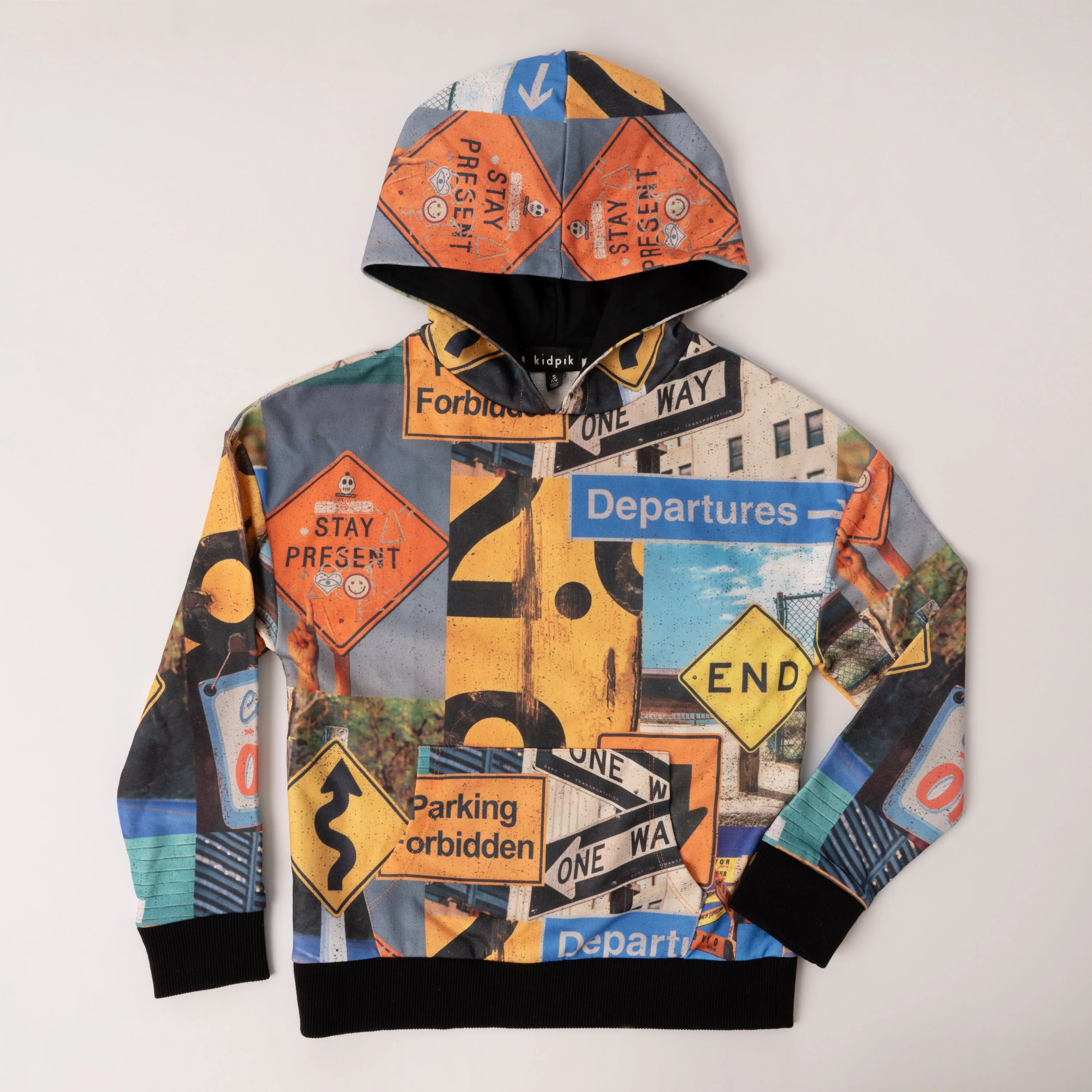 Road Signs Printed Hoodie