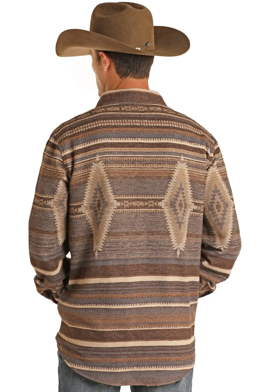 Rock & Roll Denim Men's Aztec Brown Long Sleeve Shirt Jacket BM92C01930