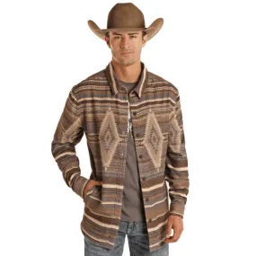 Rock & Roll Denim Men's Aztec Brown Long Sleeve Shirt Jacket BM92C01930