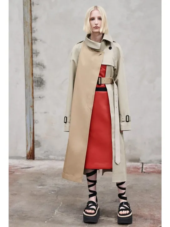 Sacai   Cotton gabardine open side trench coat 