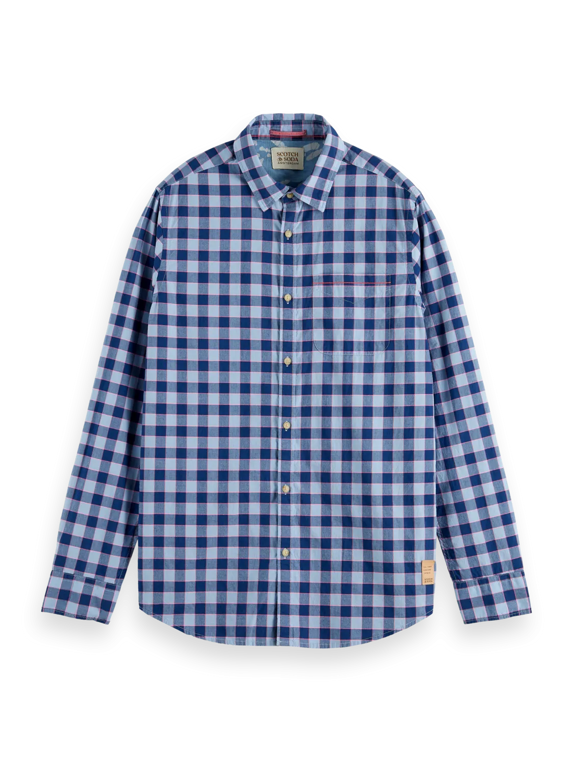 Scotch and Soda Blue Pink Checked Lightweight Shirt - Search Result