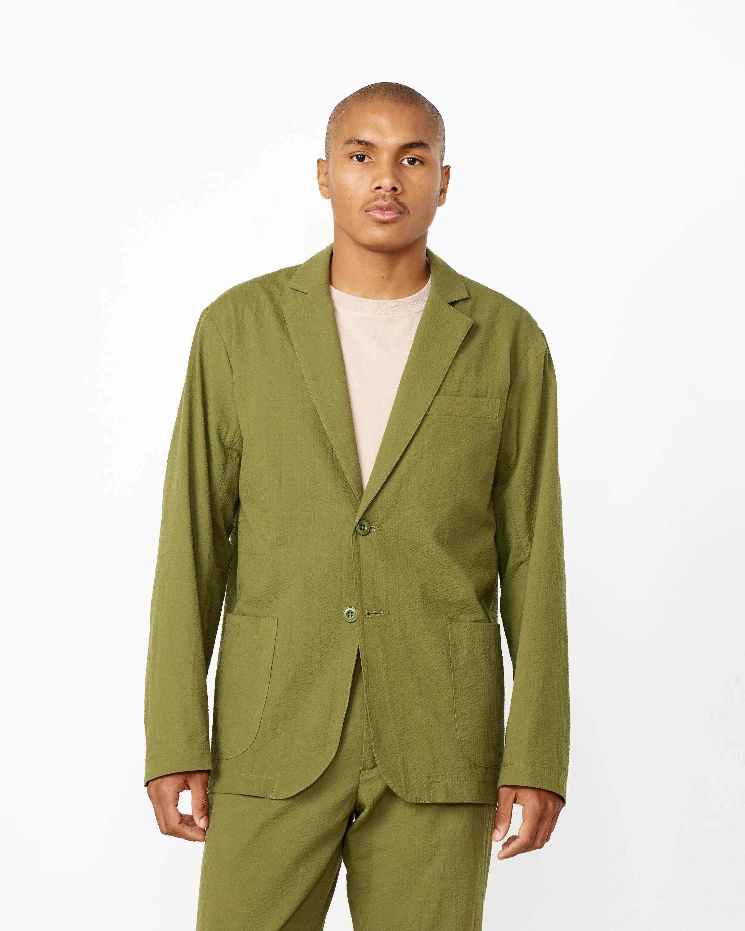 Seersucker Pesto Blazer