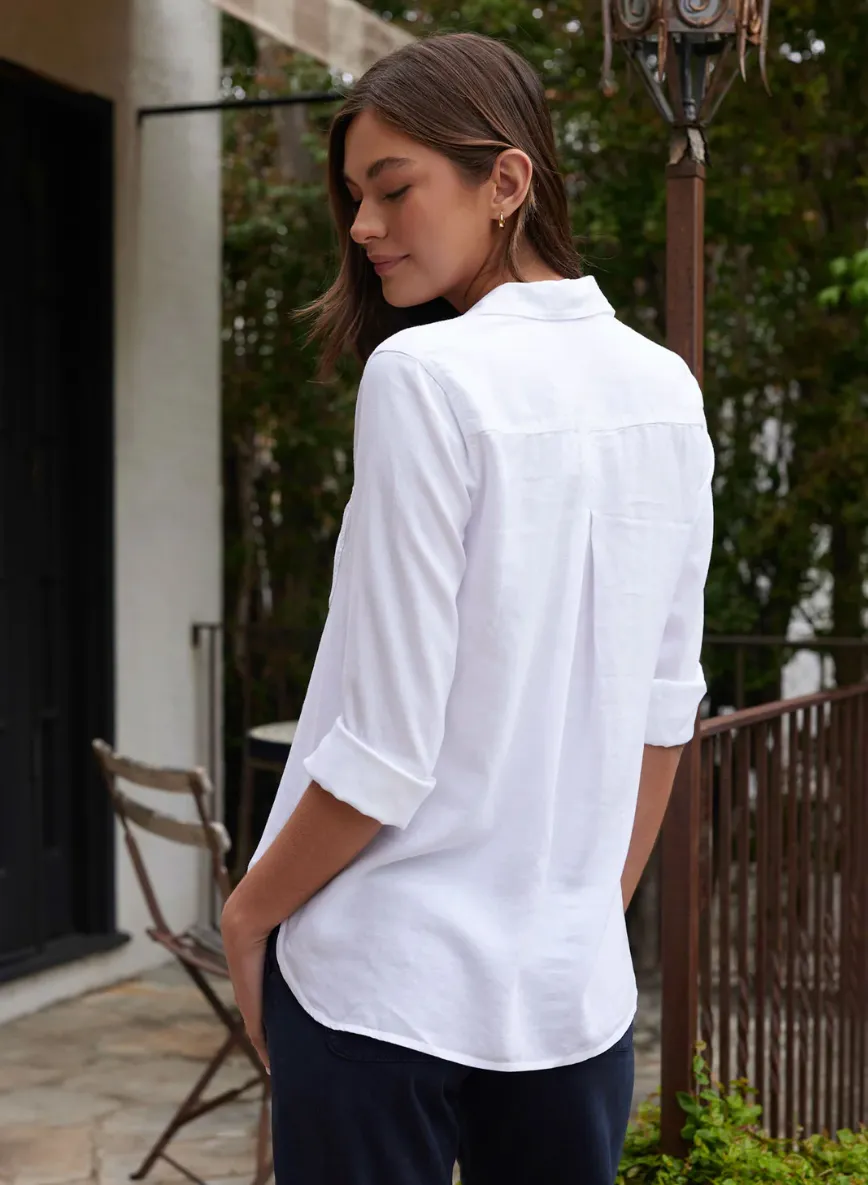 Shirt tail button-up shirt