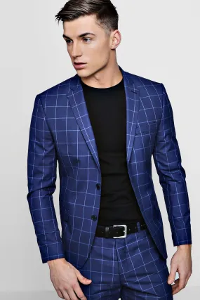 Skinny Fit Windowpane Check Blazer